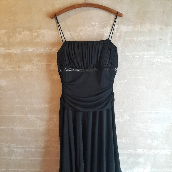 117a. vintage black City Triangles sequin beaded y2k formal fairy dress, 2X - Picture 1 of 8